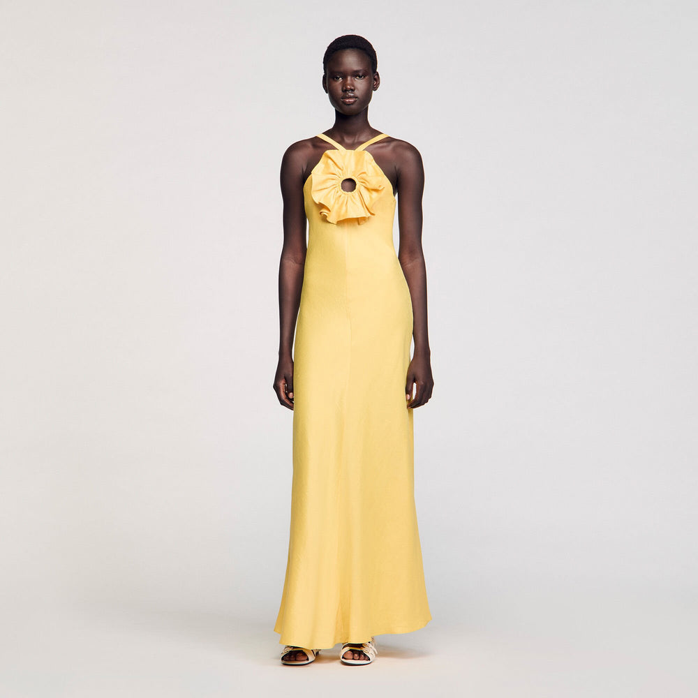 Sandro / Floral detail maxi dress Straw