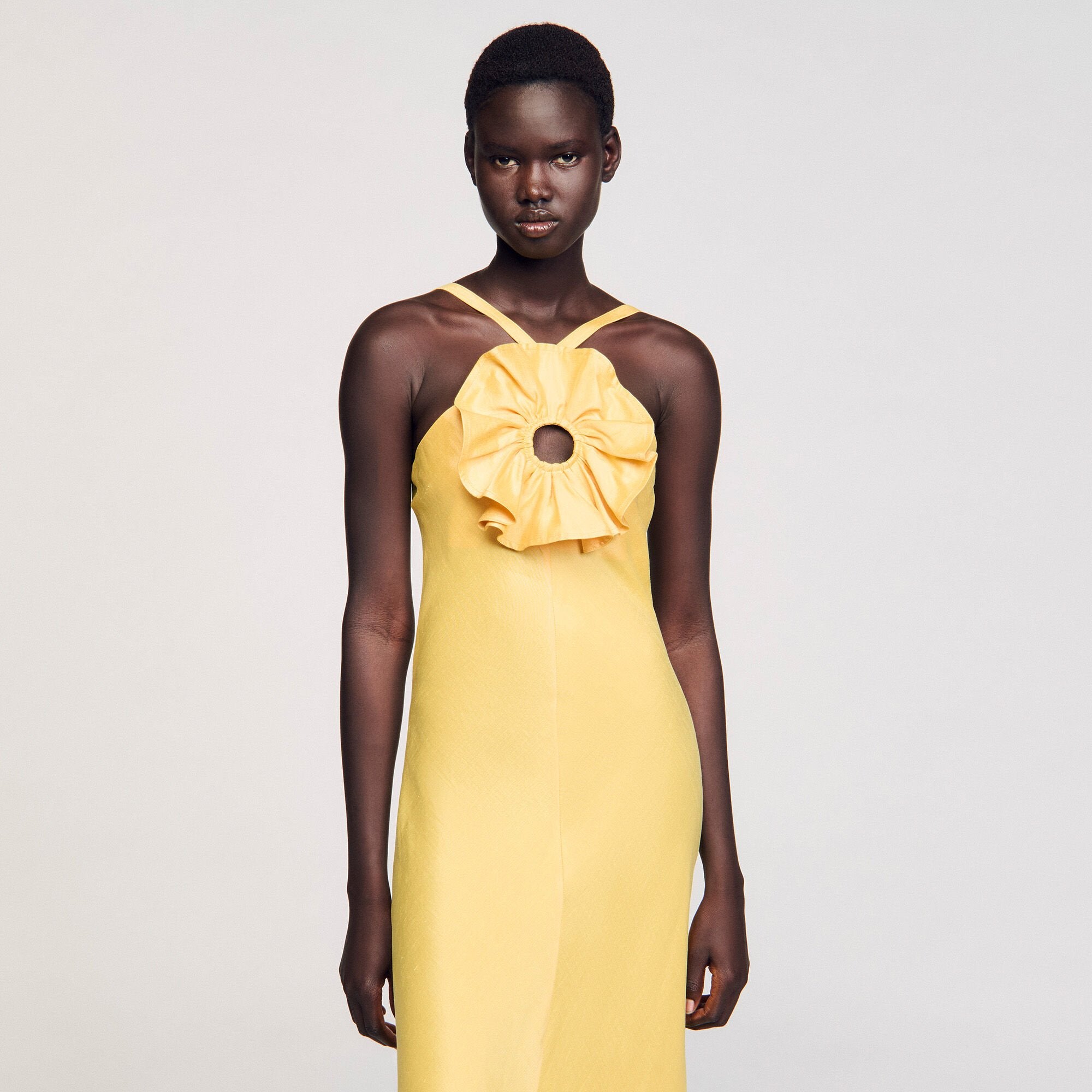 Sandro / Floral detail maxi dress Straw