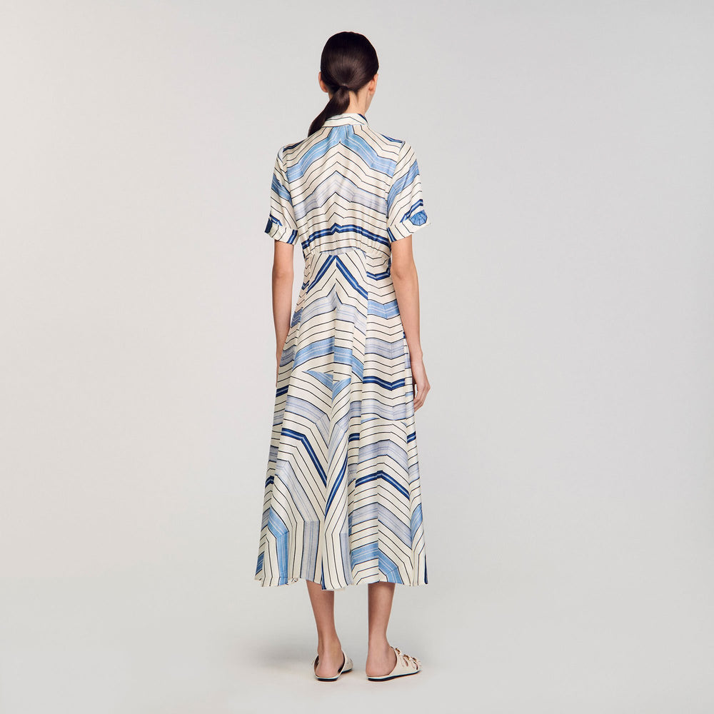 Sandro / Spiral-motif silk midi dress Sky Blue