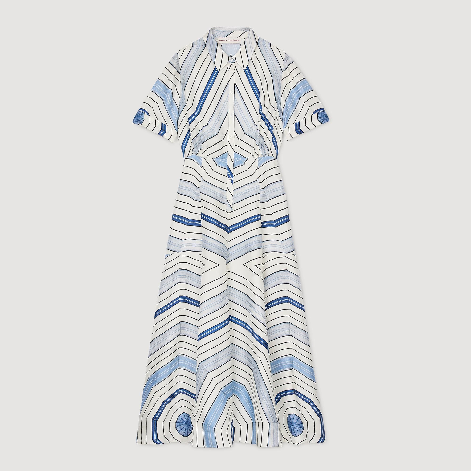 Sandro / Spiral-motif silk midi dress Sky Blue