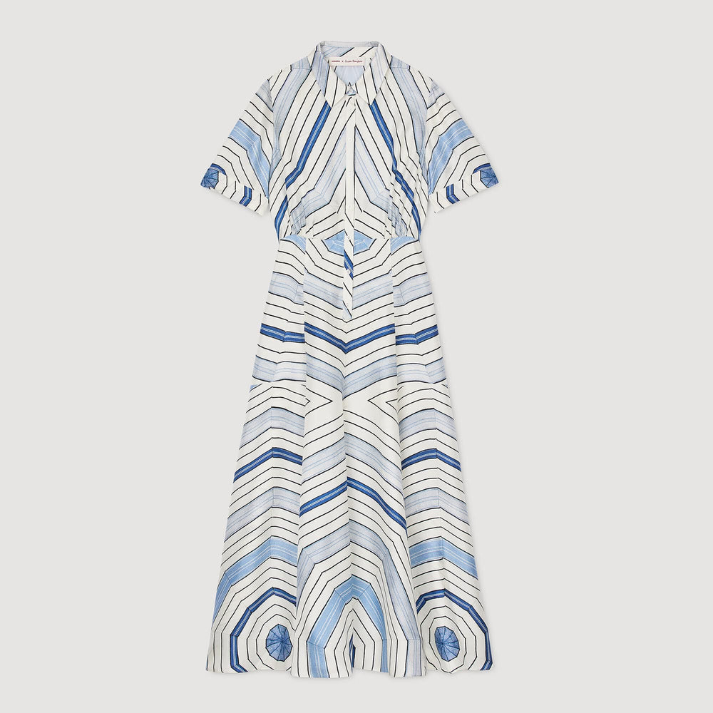 Sandro / Spiral-motif silk midi dress Sky Blue