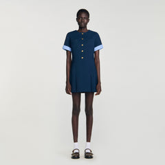 Sandro / Mini pleated dress Navy Blue