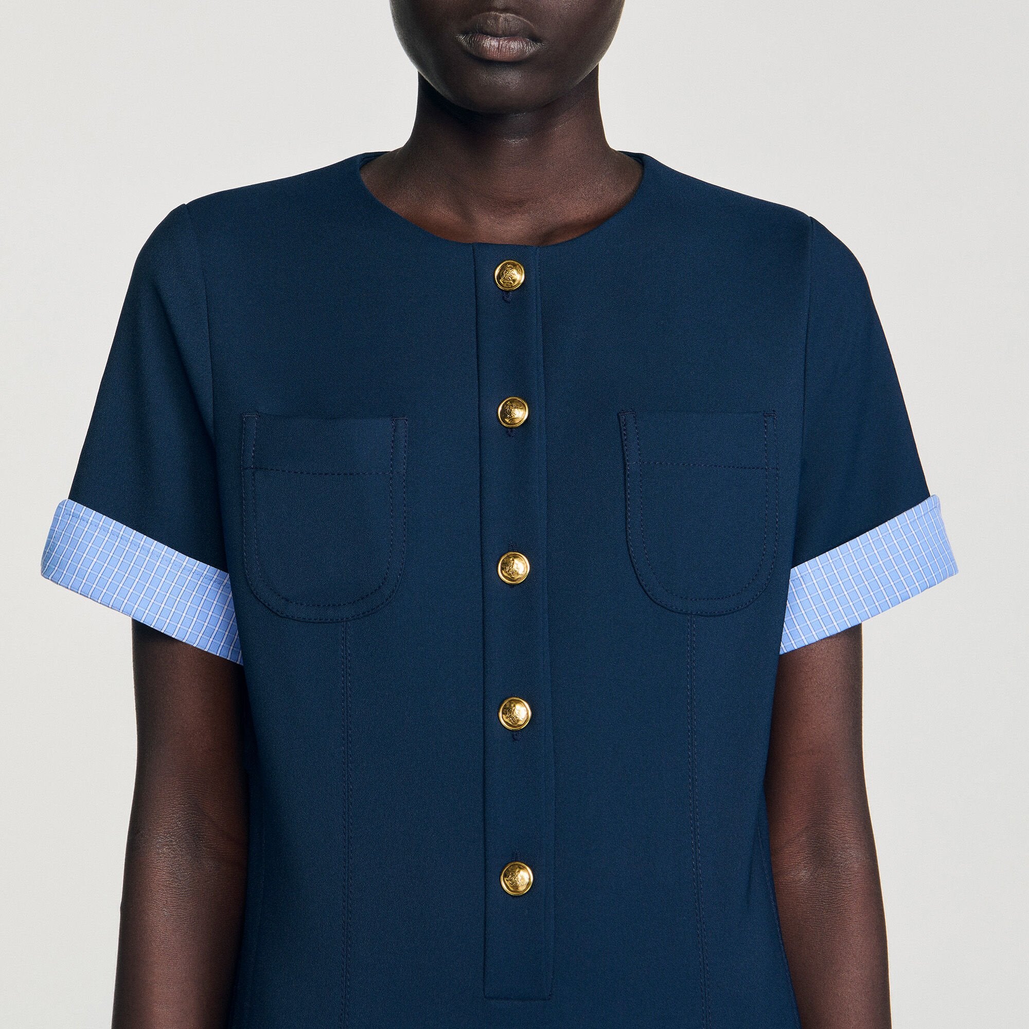 Sandro / Mini pleated dress Navy Blue