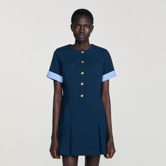 Sandro / Mini pleated dress Navy Blue