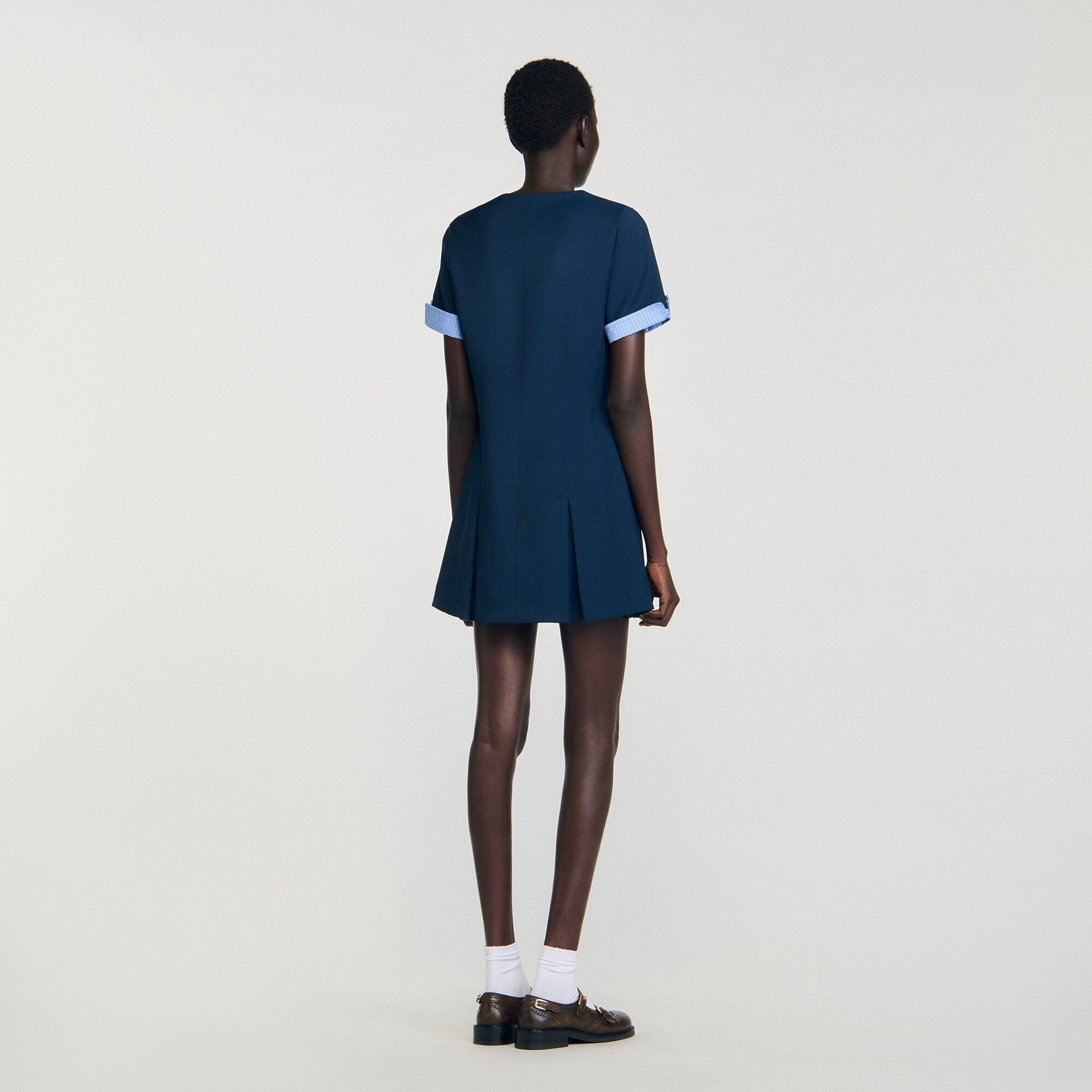 Sandro / Mini pleated dress Navy Blue