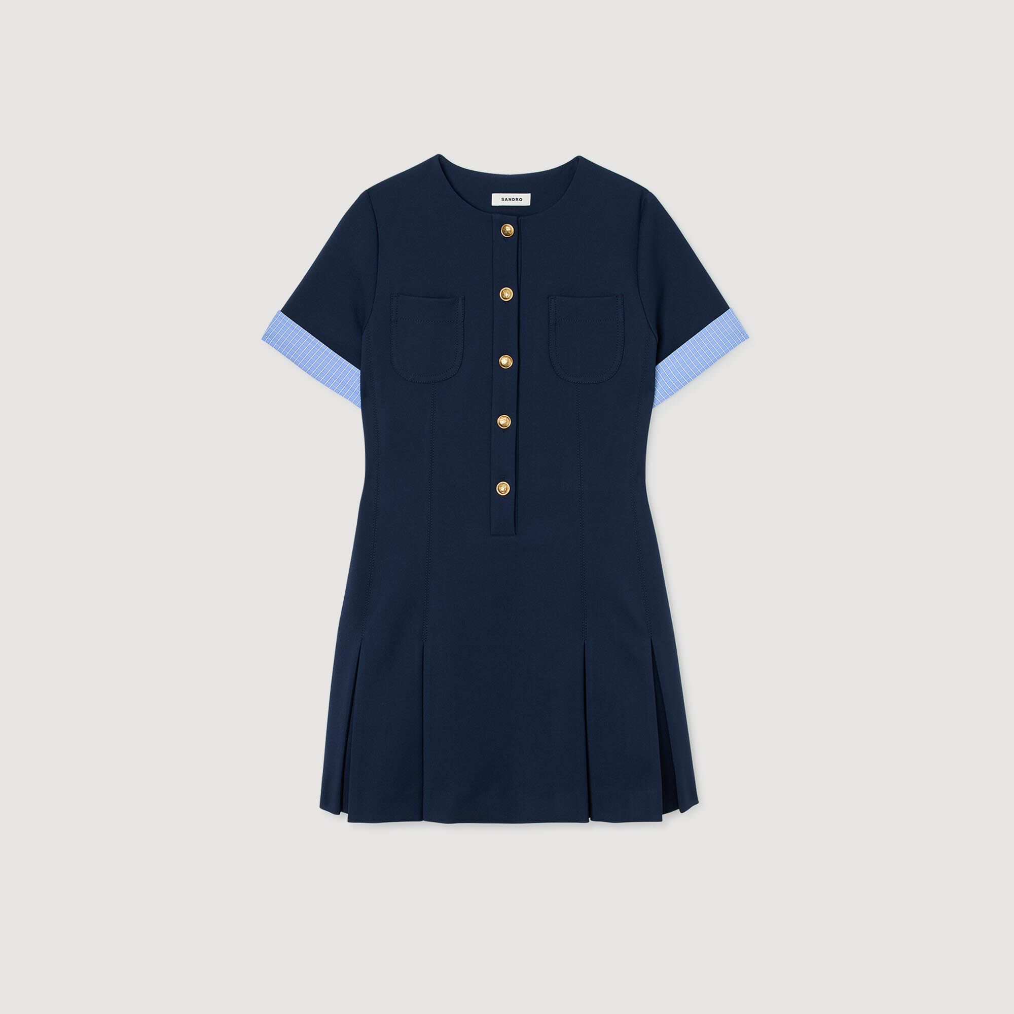 Sandro / Mini pleated dress Navy Blue