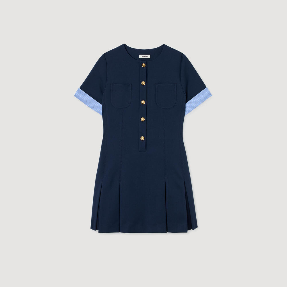 Sandro / Mini pleated dress Navy Blue