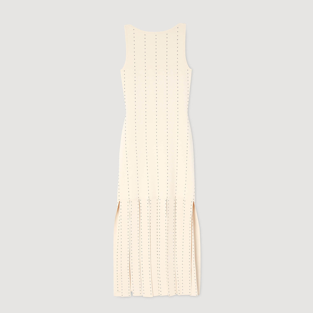 Sandro / Fringed knit maxi dress Ecru