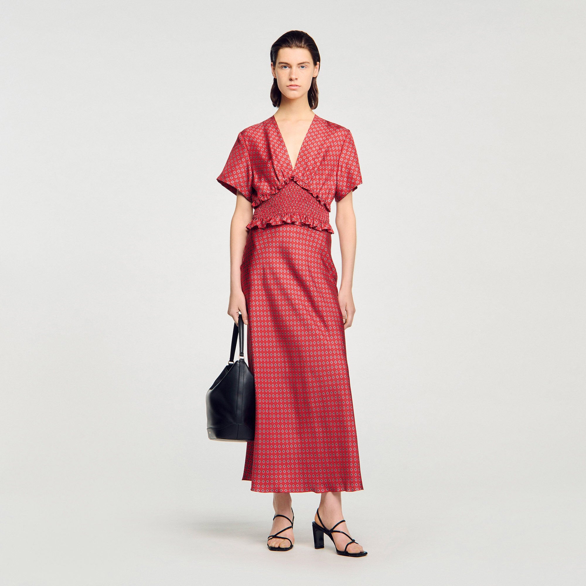 Sandro / Scarf print maxi dress Red / Pink