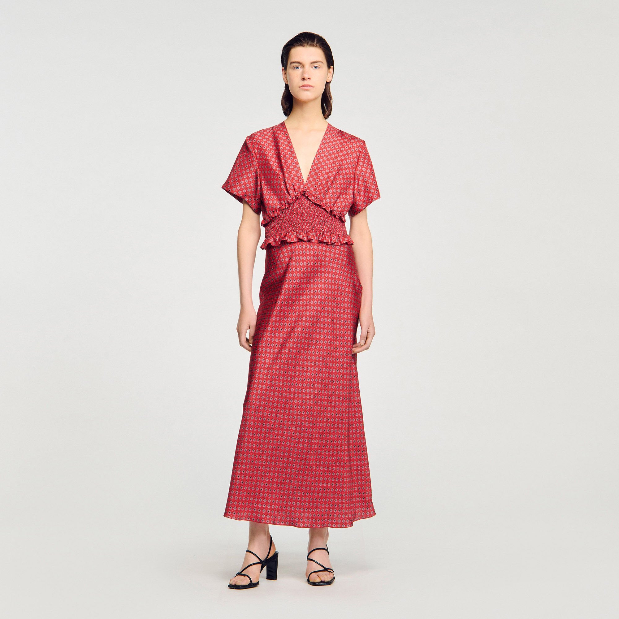 Sandro / Scarf print maxi dress Red / Pink