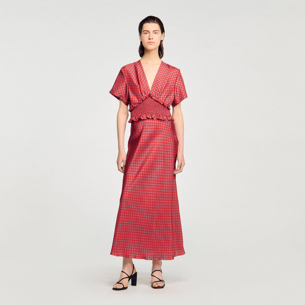 Sandro / Scarf print maxi dress Red / Pink