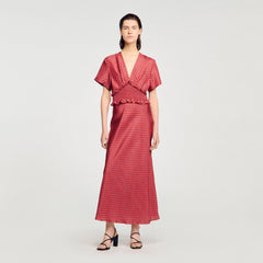 Sandro / Scarf print maxi dress Red / Pink