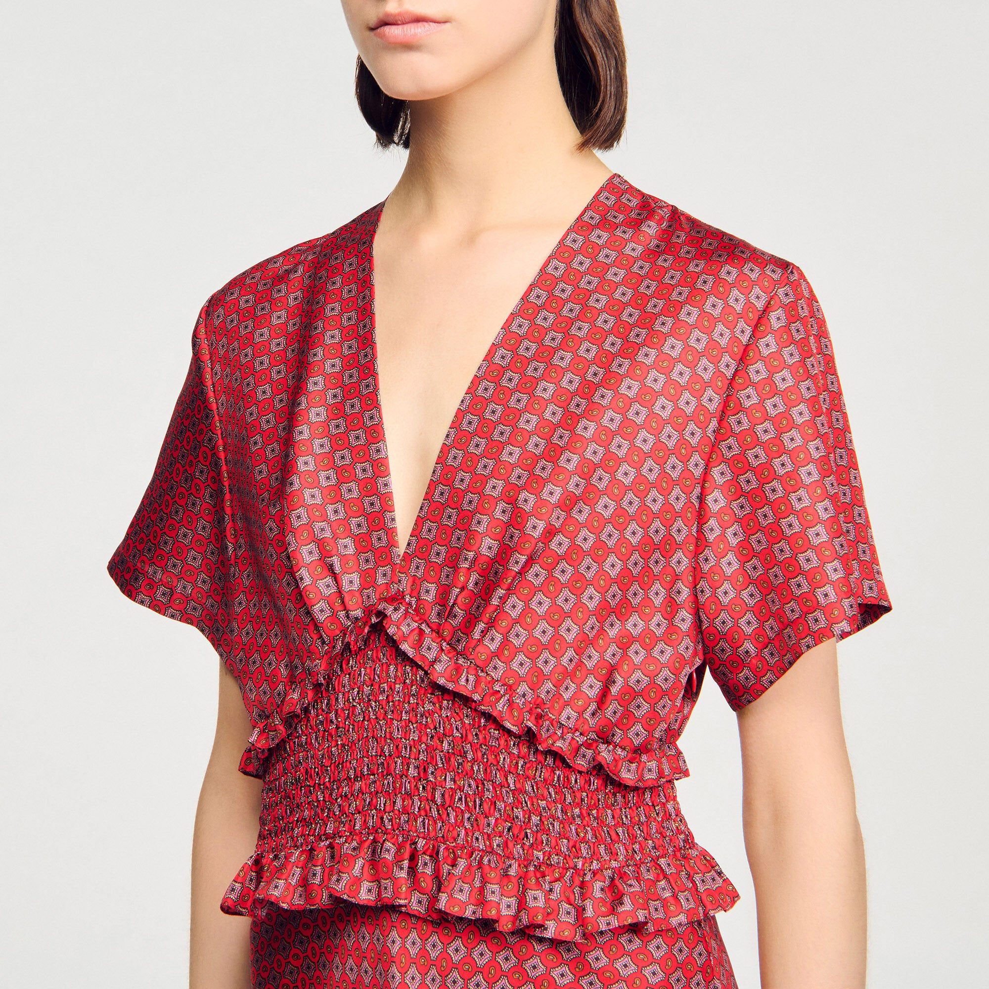 Sandro / Scarf print maxi dress Red / Pink