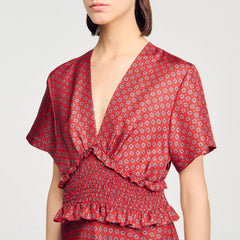 Sandro / Scarf print maxi dress Red / Pink