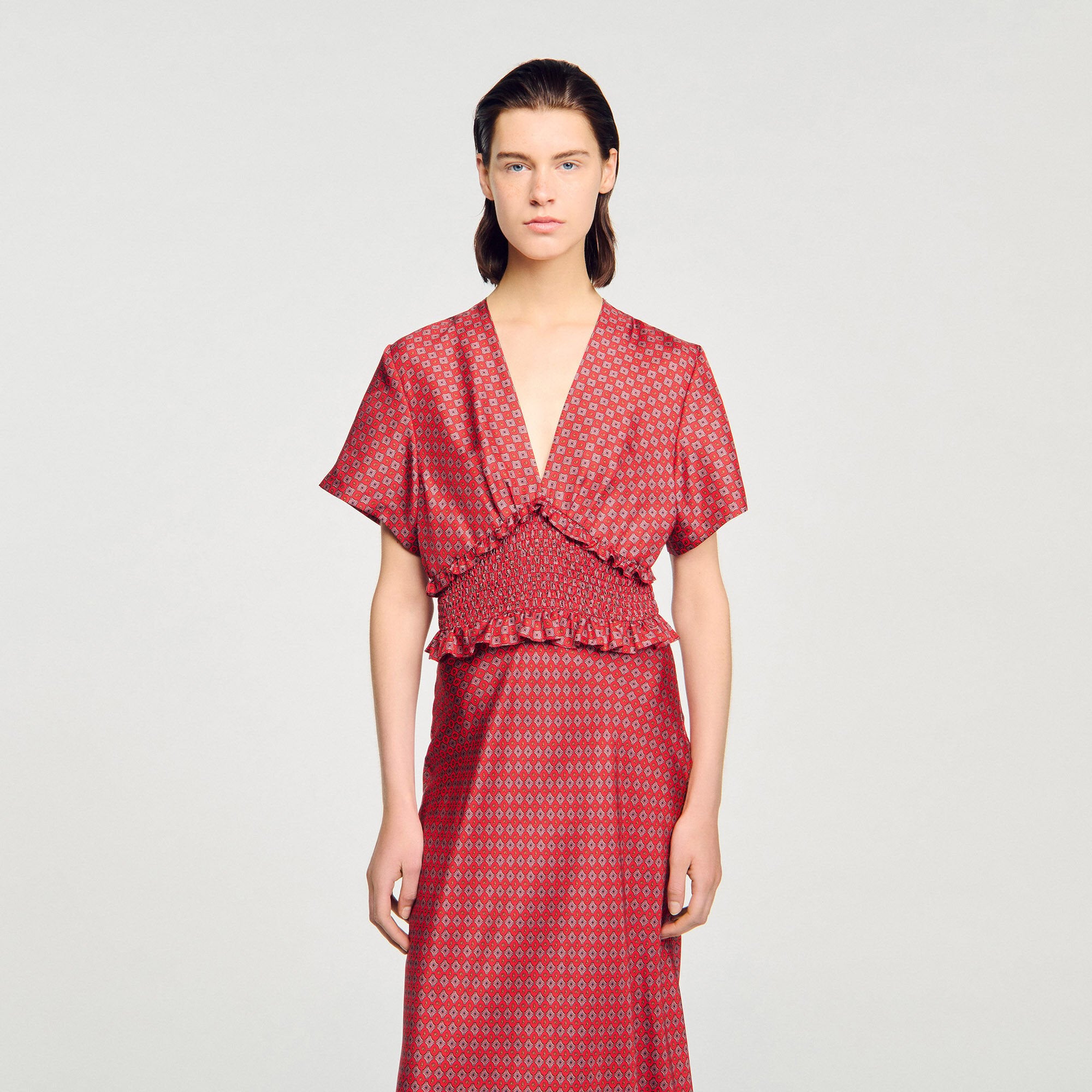 Sandro / Scarf print maxi dress Red / Pink