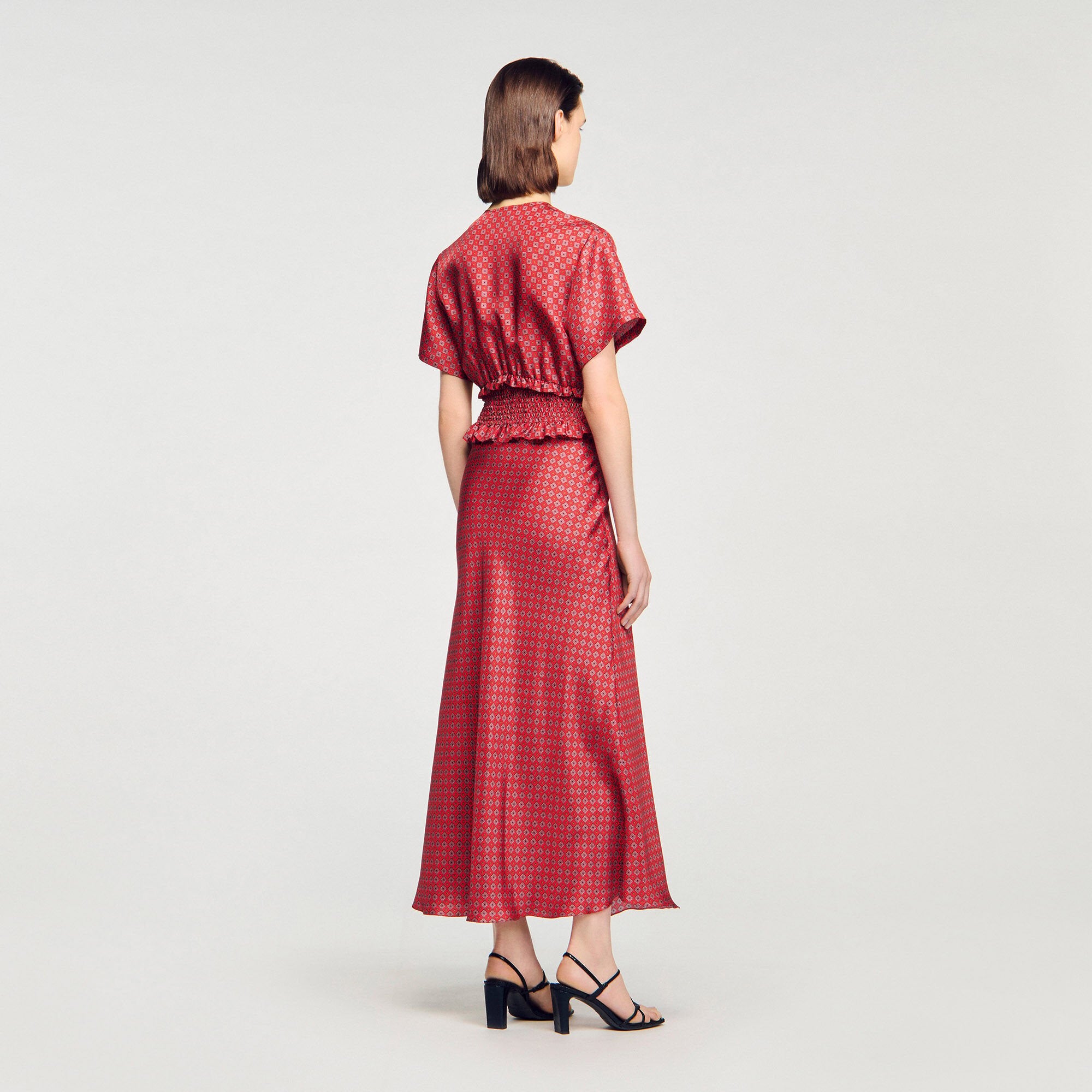 Sandro / Scarf print maxi dress Red / Pink