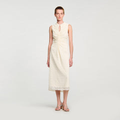 Sandro / Lace keyhole maxi dress Ecru
