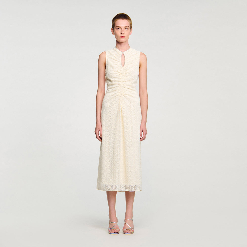Sandro / Lace keyhole maxi dress Ecru