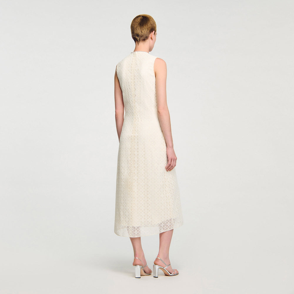 Sandro / Lace keyhole maxi dress Ecru