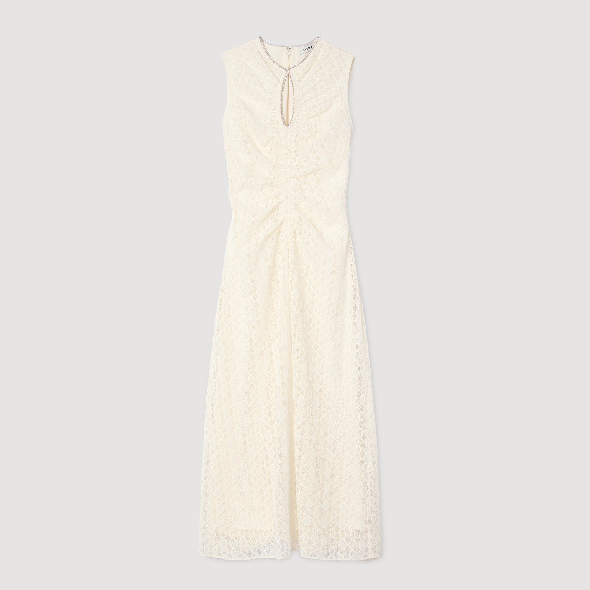 Sandro / Lace keyhole maxi dress Ecru