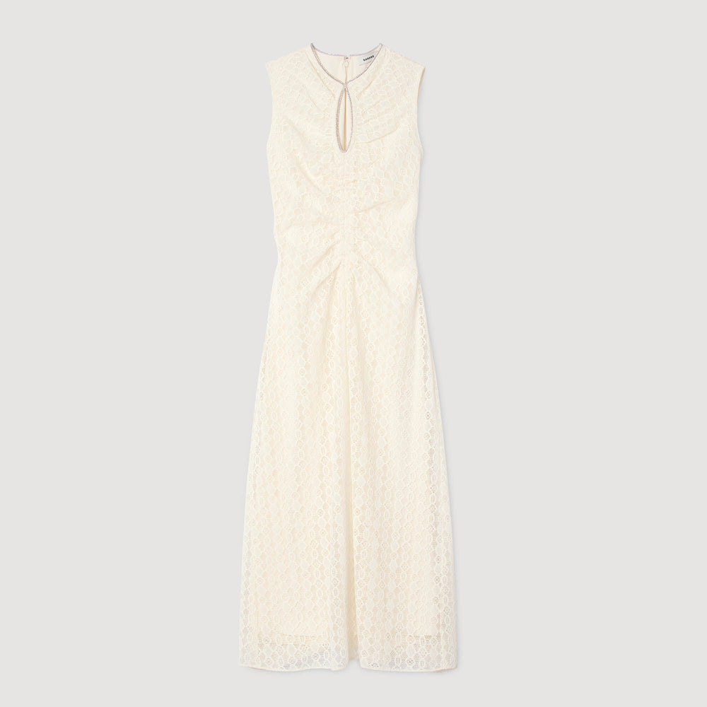 Sandro / Lace keyhole maxi dress Ecru