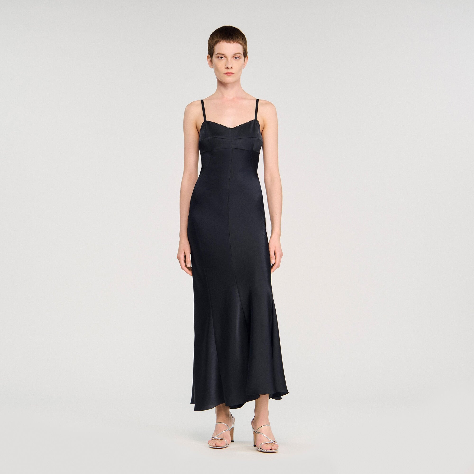 Sandro / Satin-effect maxi dress Navy Blue