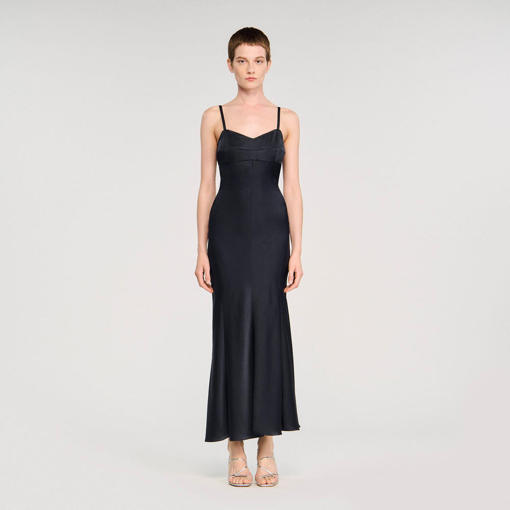 Sandro / Satin-effect maxi dress Navy Blue
