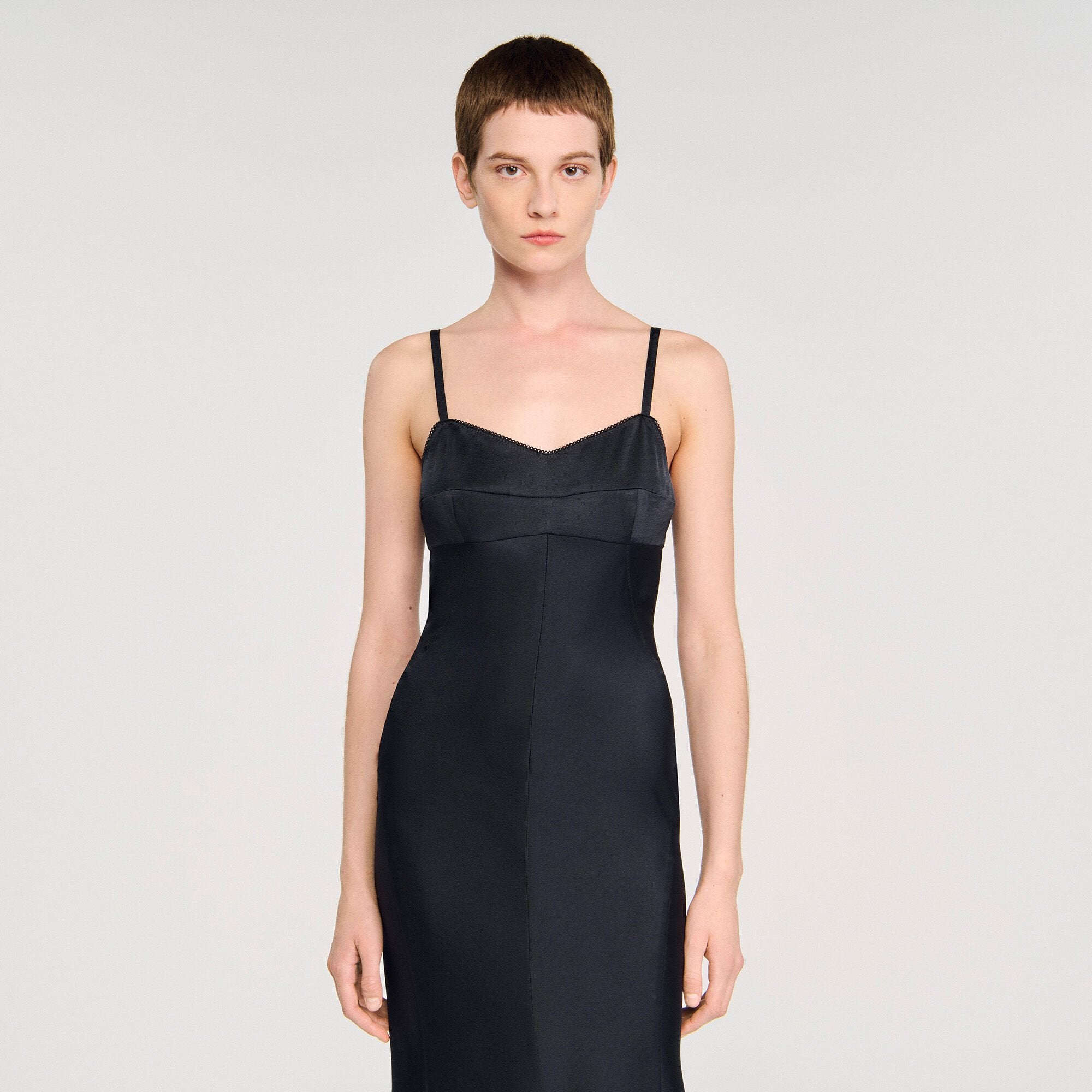 Sandro / Satin-effect maxi dress Navy Blue