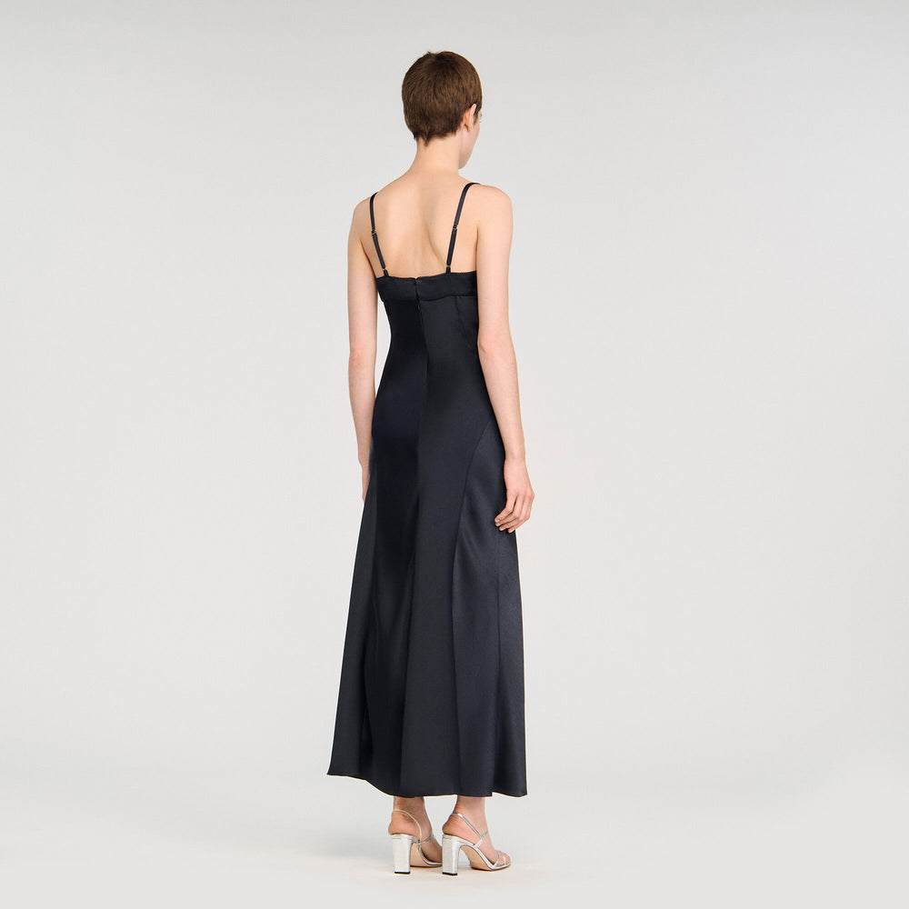 Sandro / Satin-effect maxi dress Navy Blue