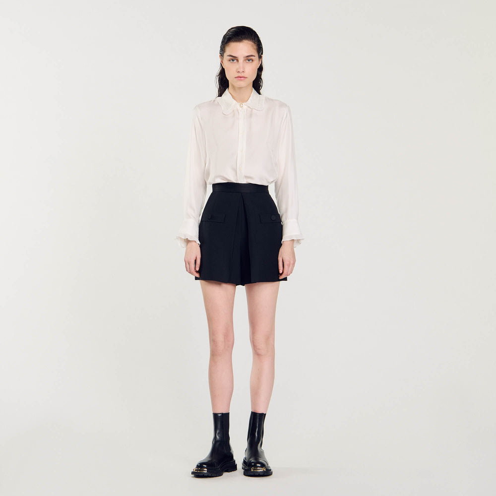 Sandro / High-waisted shorts with buttons Black