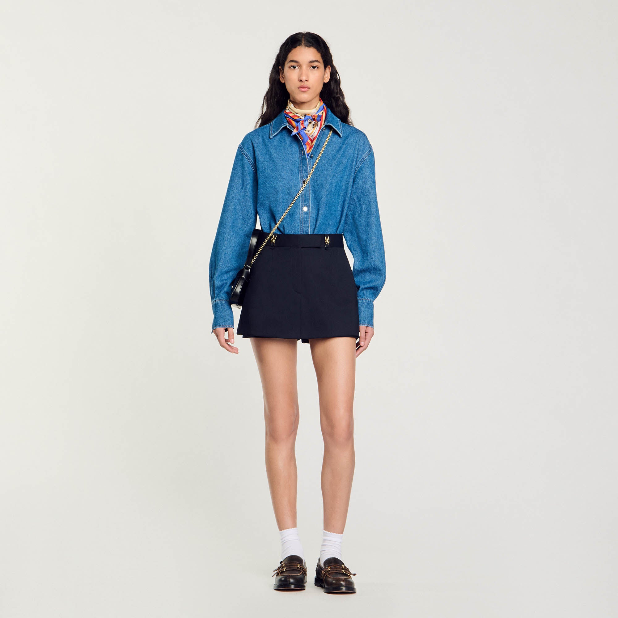 Sandro / Skort with decorative belt loops Navy Blue