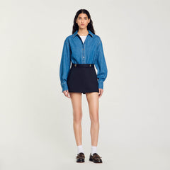 Sandro / Skort with decorative belt loops Navy Blue