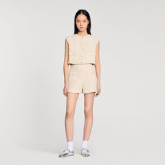 Sandro / Decorative tweed shorts Yellow / Ecru