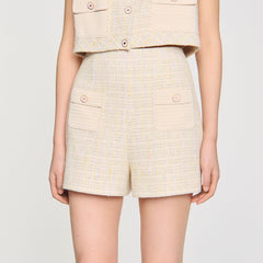 Sandro / Decorative tweed shorts Yellow / Ecru