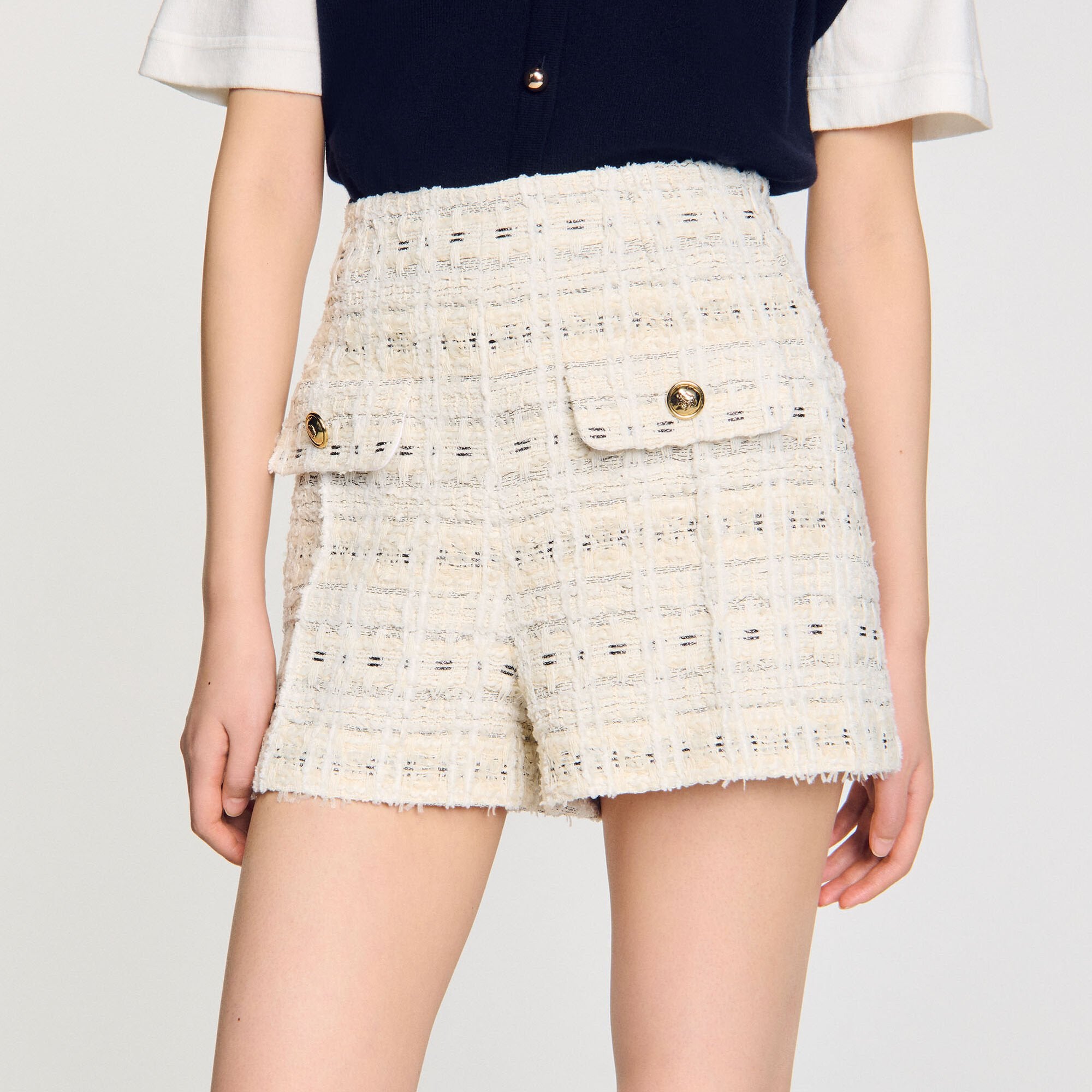 Sandro / Decorative tweed shorts Ecru / Lurex
