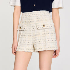 Sandro / Decorative tweed shorts Ecru / Lurex