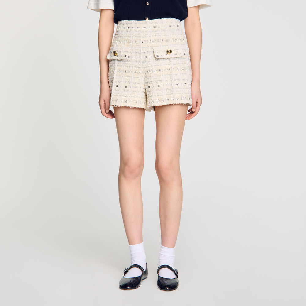 Sandro / Decorative tweed shorts Ecru / Lurex