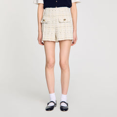 Sandro / Decorative tweed shorts Ecru / Lurex