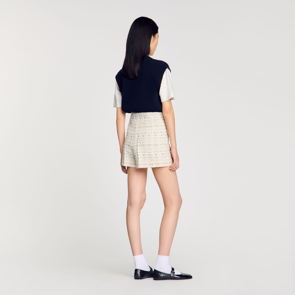 Sandro / Decorative tweed shorts Ecru / Lurex