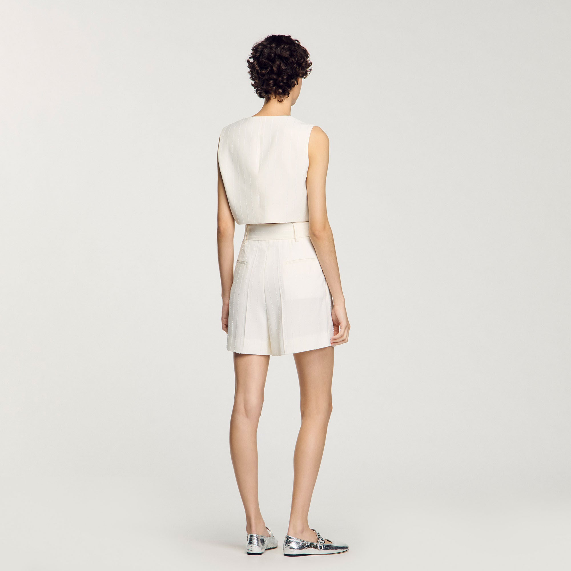 Sandro / Sequin high-waisted shorts Ecru