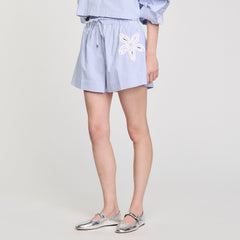 Sandro / Striped shorts with flower detail Sky Blue