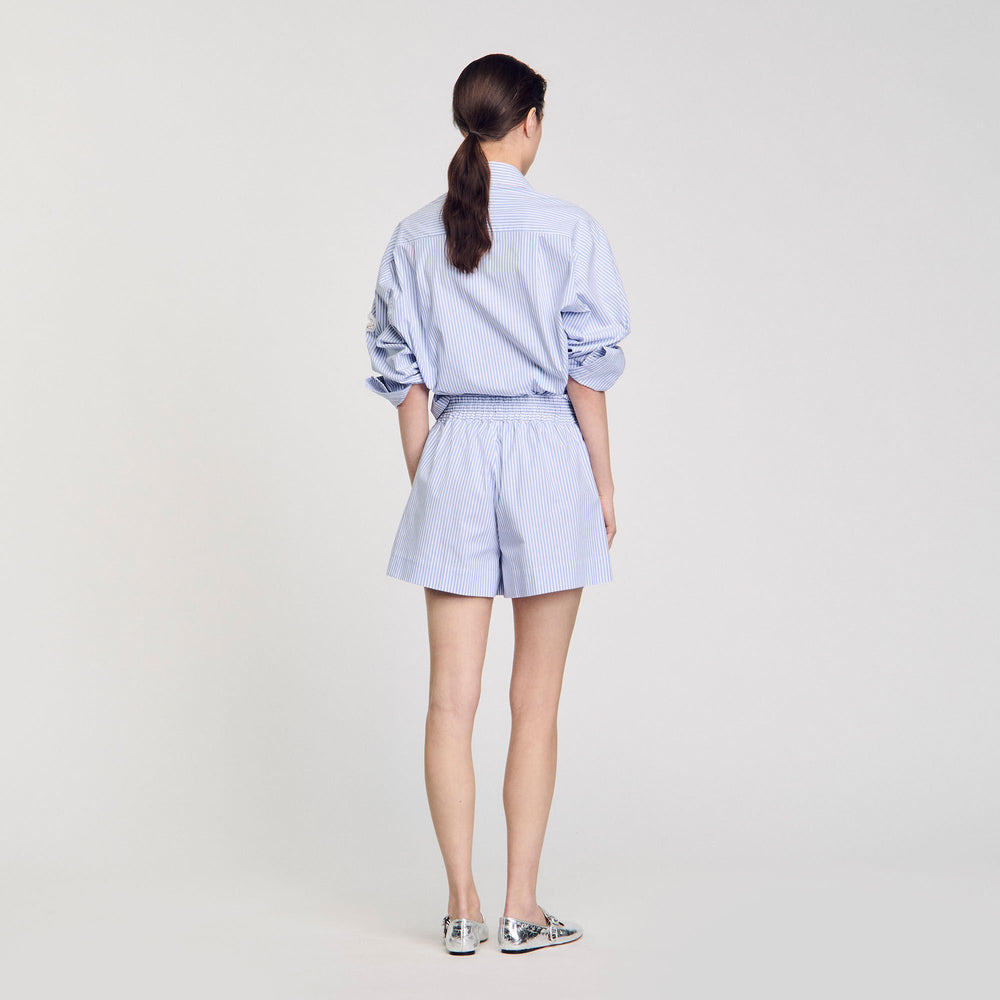 Sandro / Striped shorts with flower detail Sky Blue