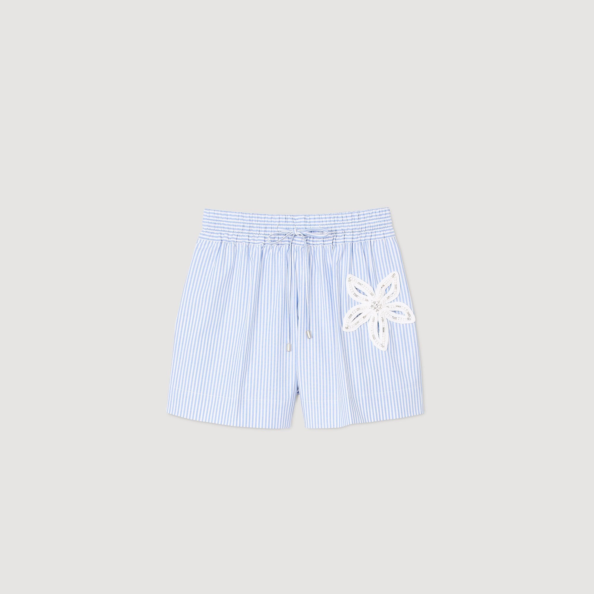 Sandro / Striped shorts with flower detail Sky Blue