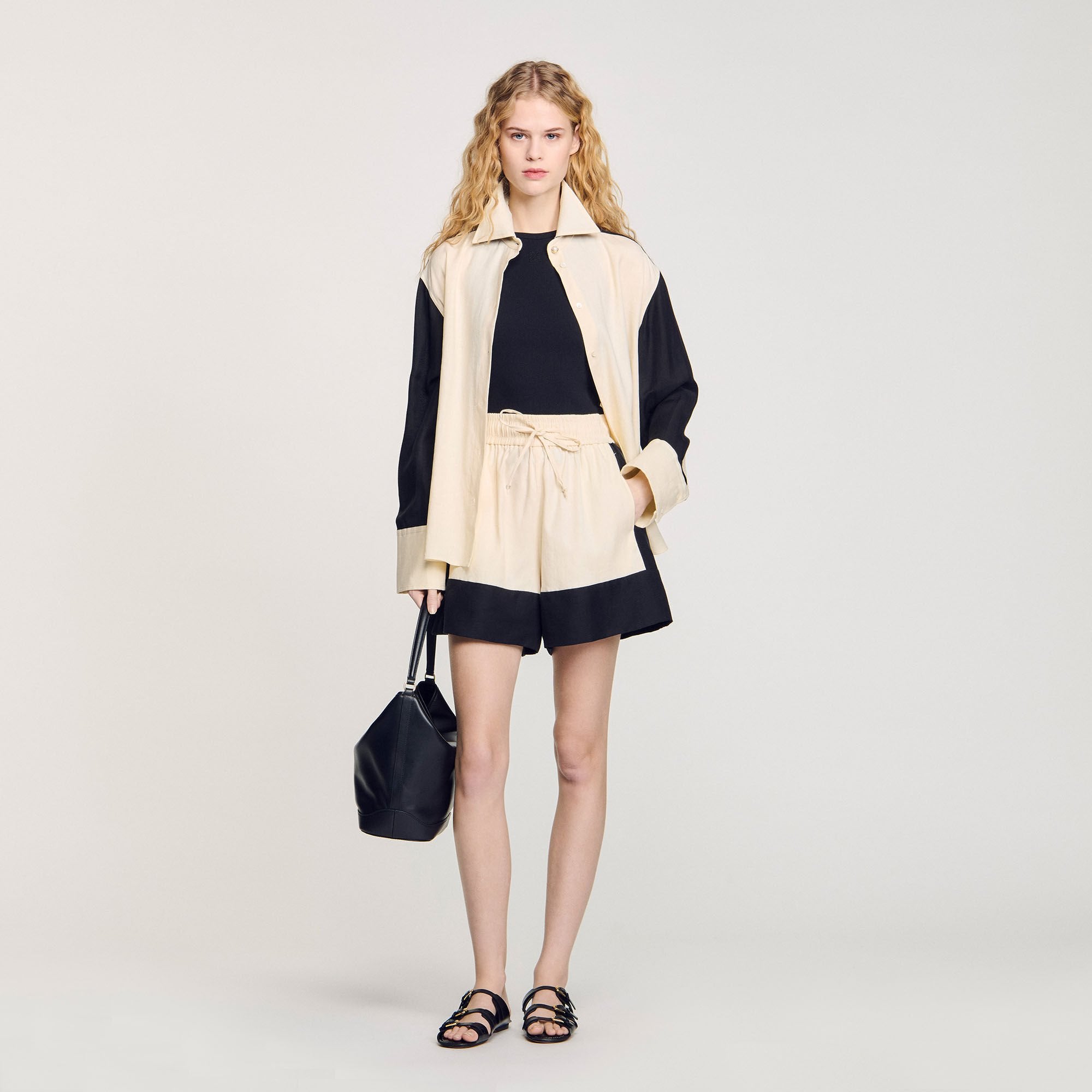 Sandro / Two-tone shorts Ecru