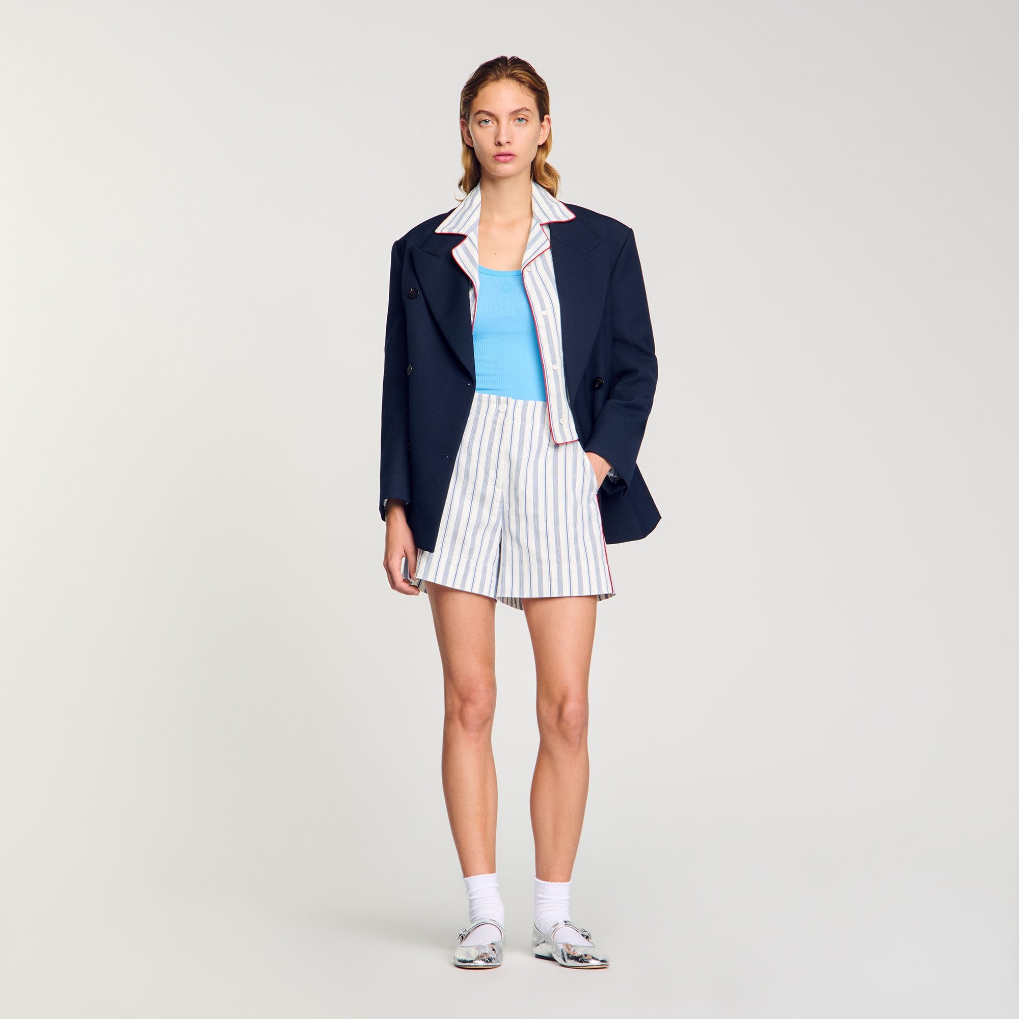 Sandro / Striped shorts Blue / Ecru