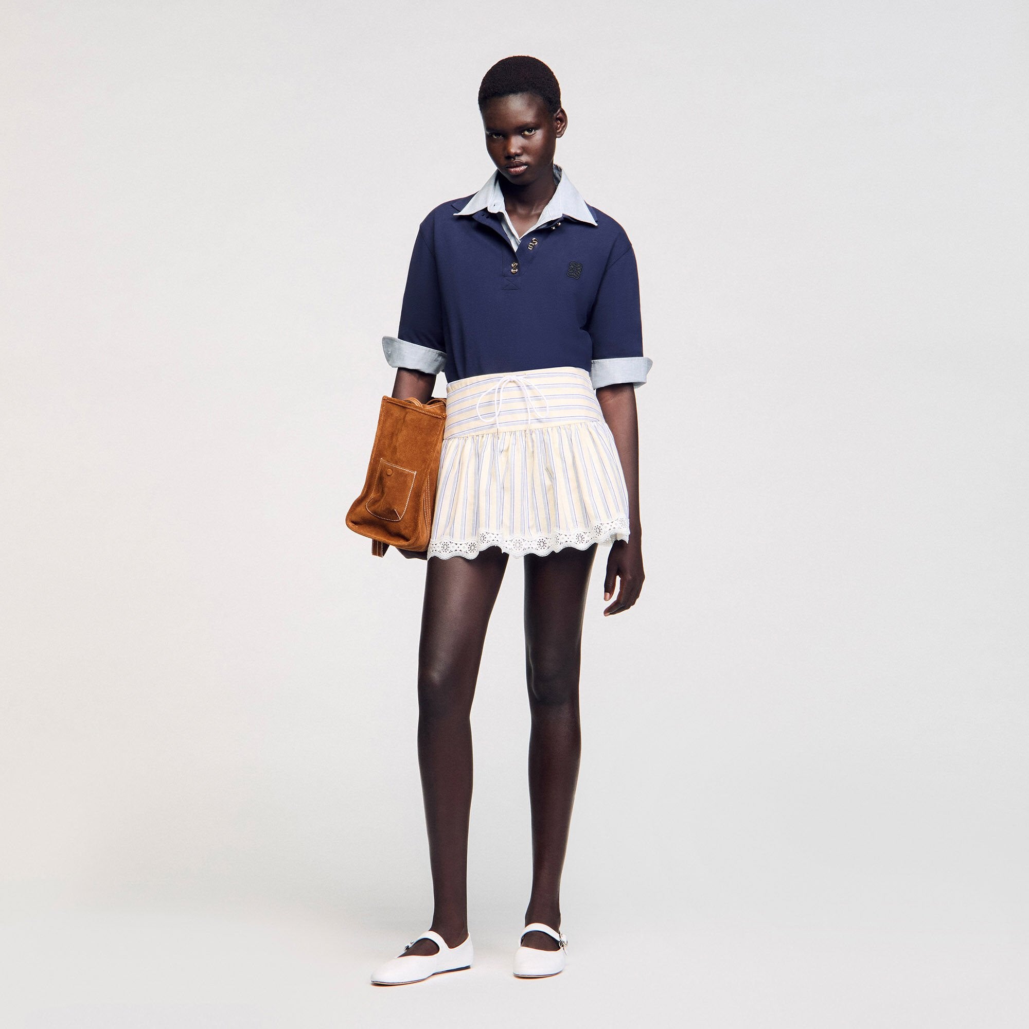 Sandro / Striped skort Ecru / Jean