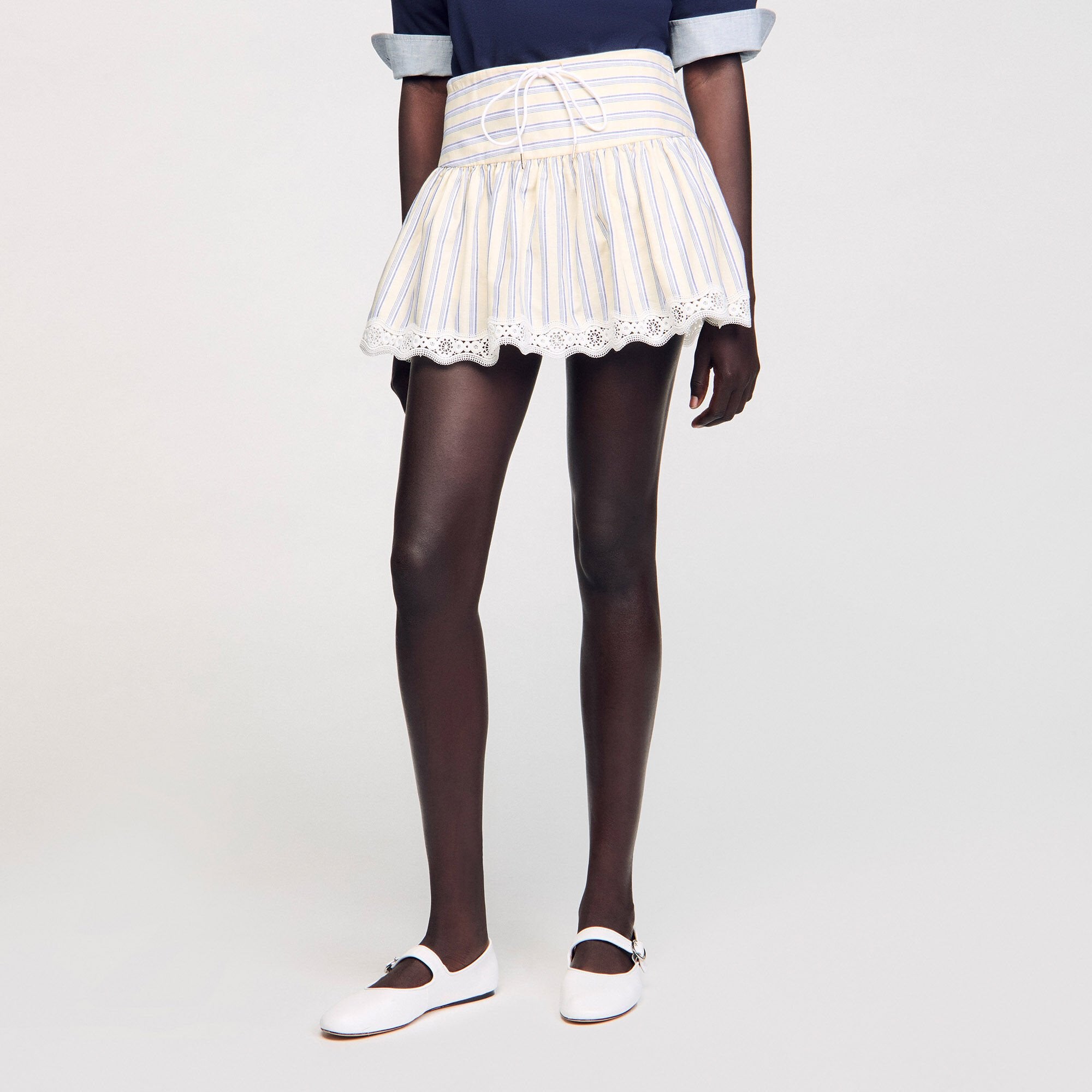 Sandro / Striped skort Ecru / Jean