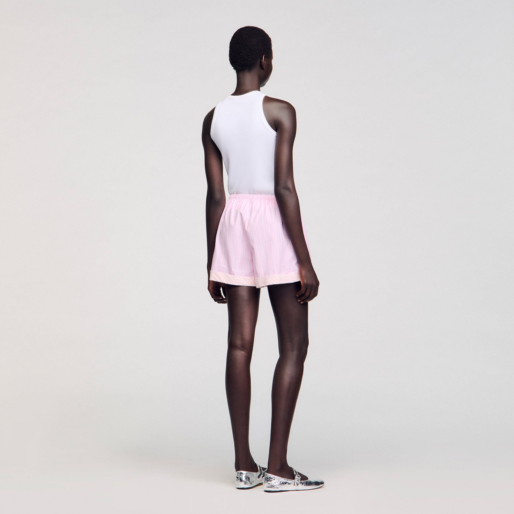 Sandro / Rhinestone striped shorts Pink