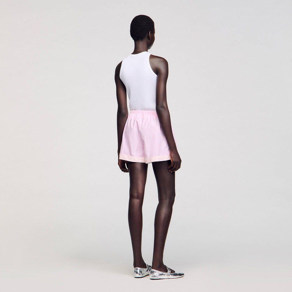 Sandro / Rhinestone striped shorts Pink