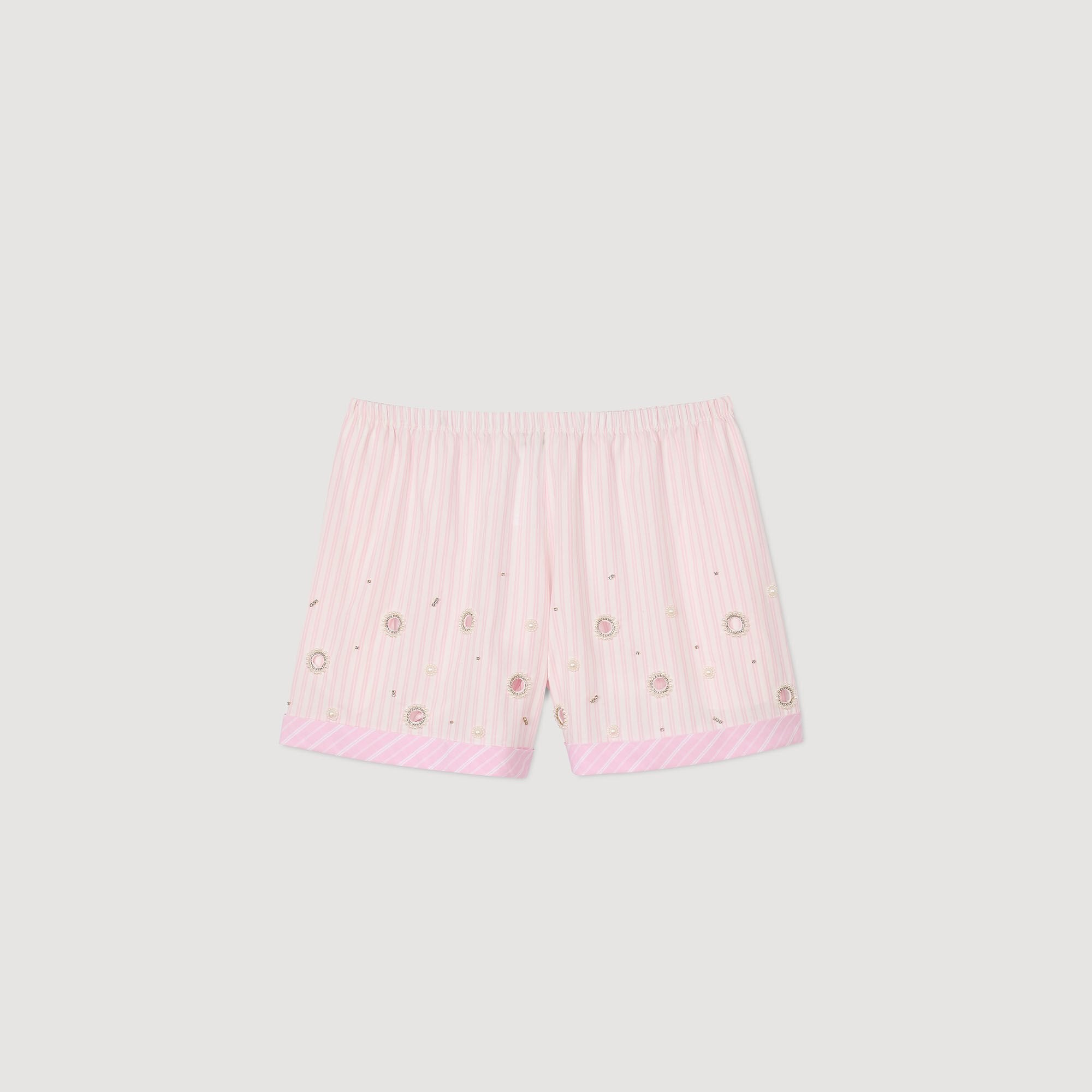 Sandro / Rhinestone striped shorts Pink